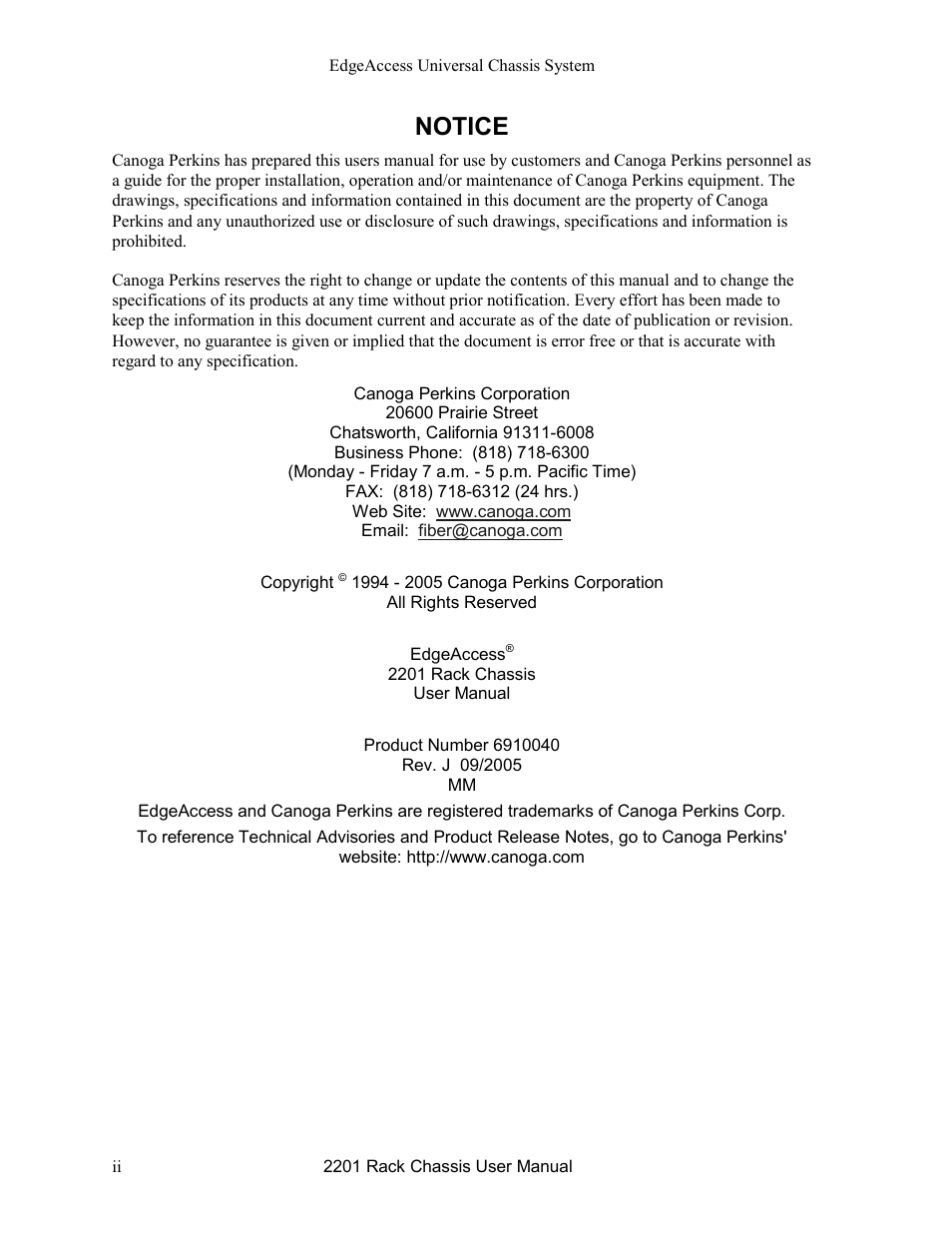 Notice | CANOGA PERKINS 2201 Rack Chassis User Manual | Page 4 / 18