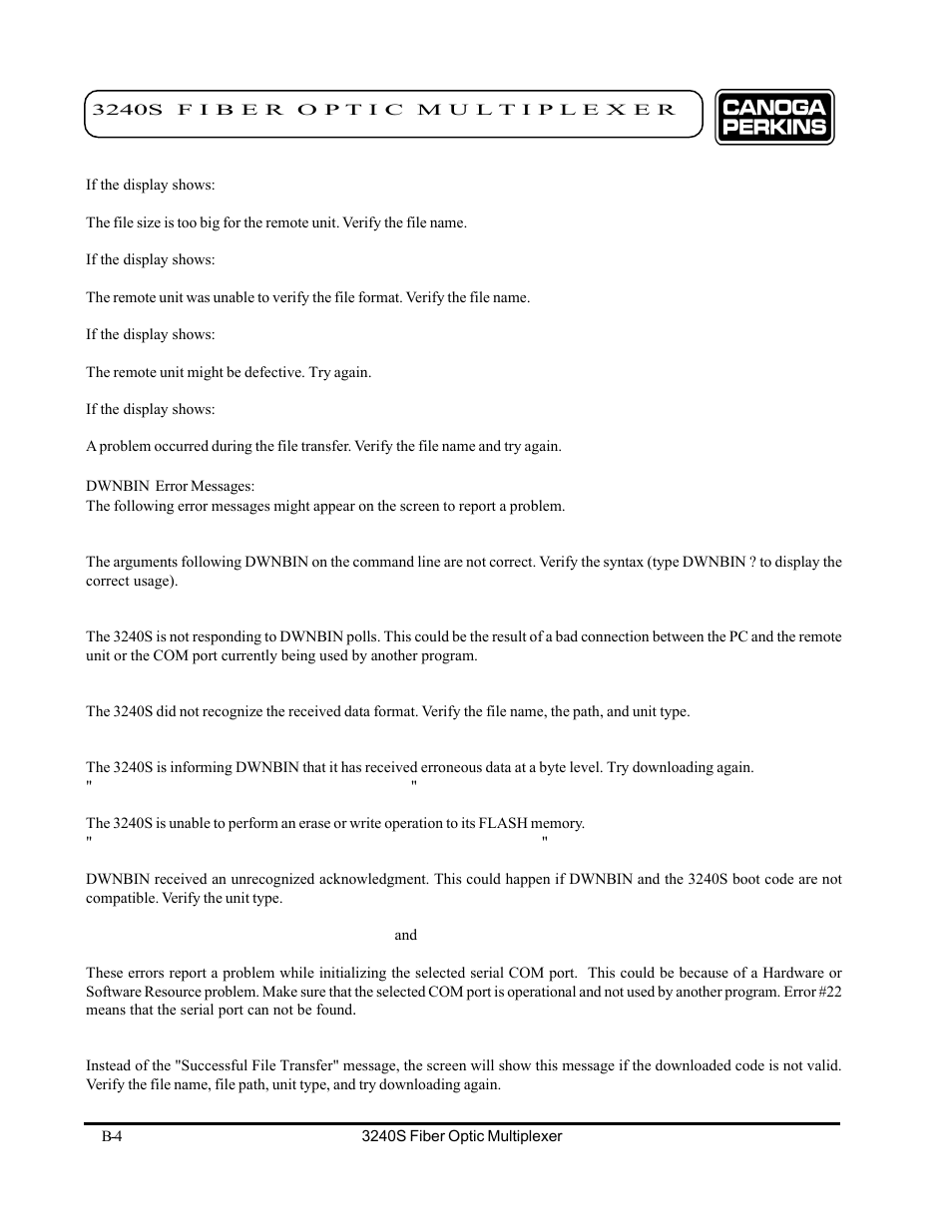 CANOGA PERKINS 3240S SNMP Managed Fiber Optic Multiplexer User Manual | Page 100 / 108