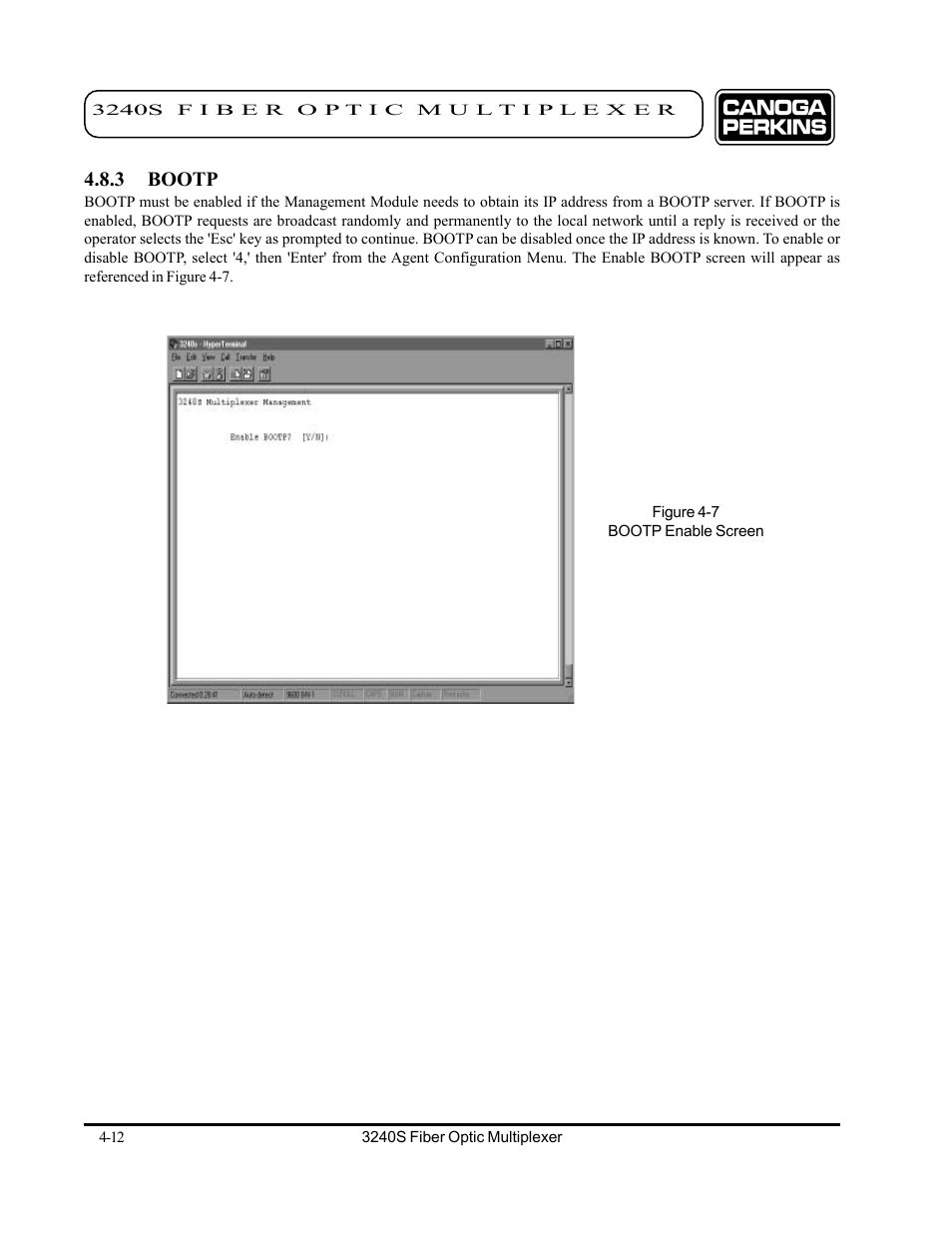 3 bootp, 3 bootp -12 | CANOGA PERKINS 3240S SNMP Managed Fiber Optic Multiplexer User Manual | Page 54 / 108
