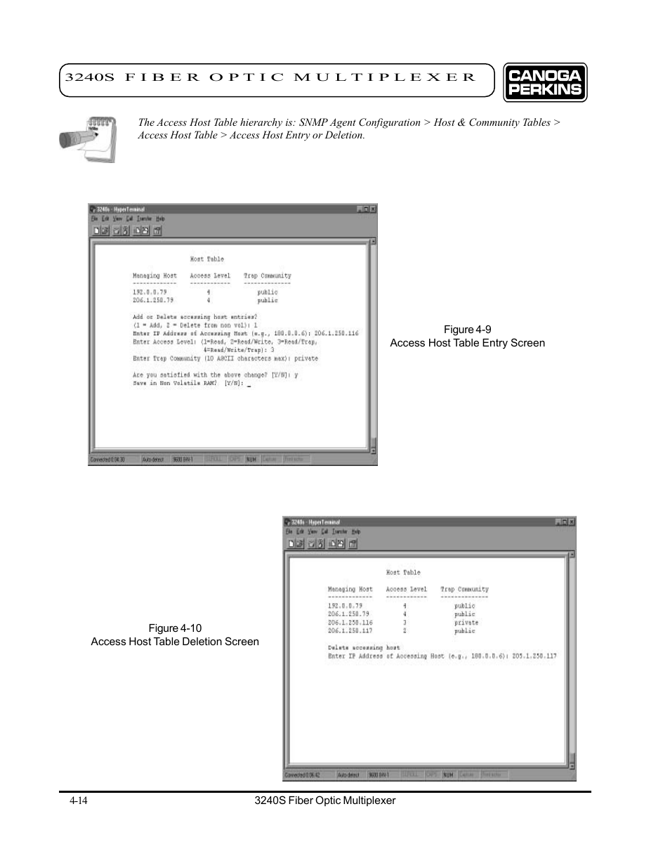 CANOGA PERKINS 3240S SNMP Managed Fiber Optic Multiplexer User Manual | Page 56 / 108