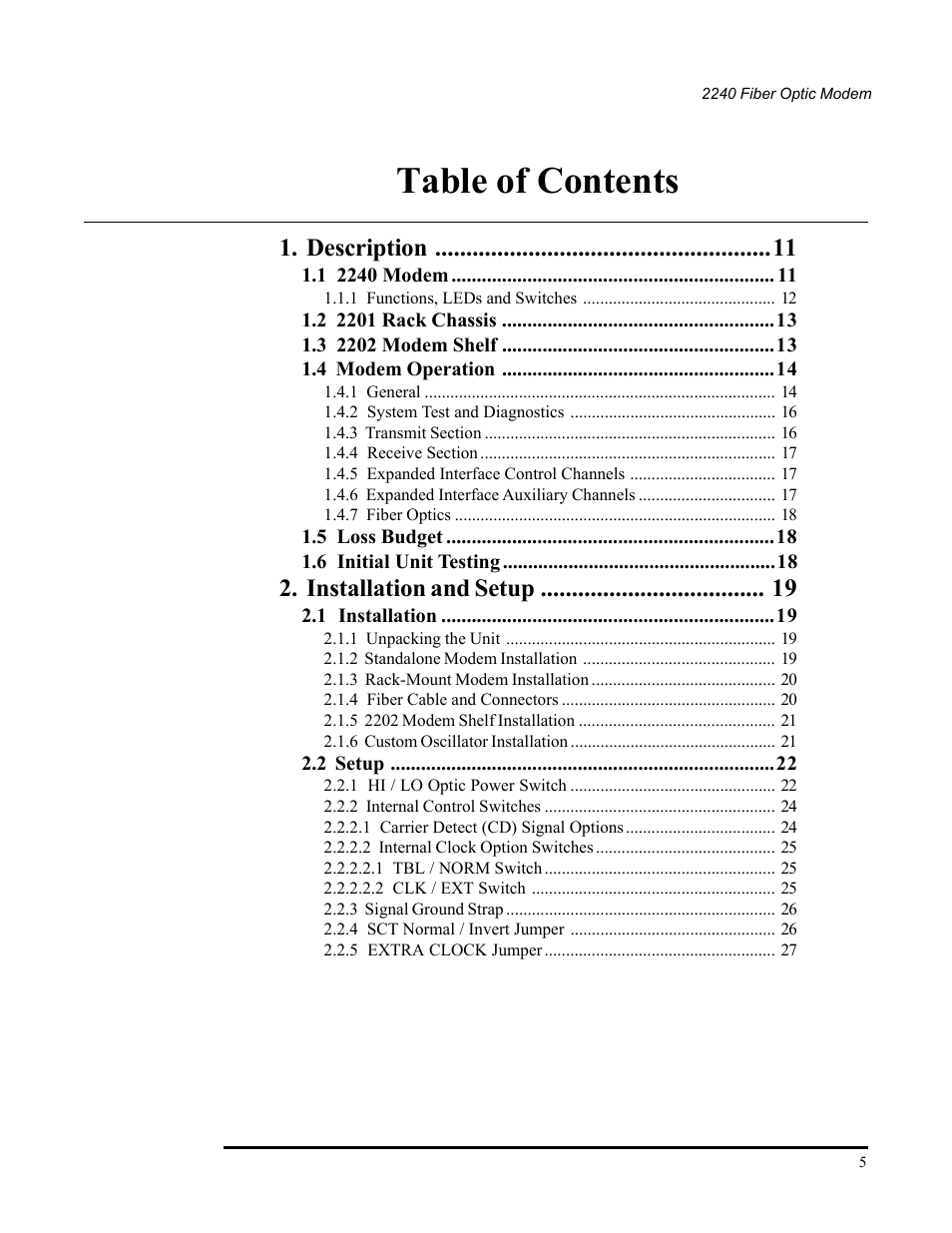CANOGA PERKINS 2240 Fiber Optic Modem User Manual | Page 5 / 106
