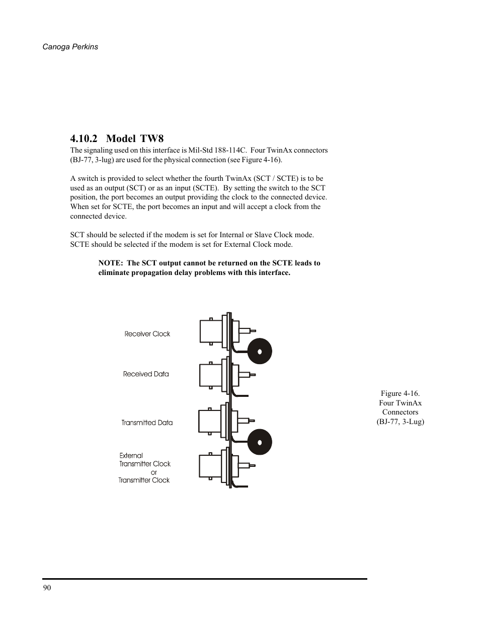 2 model tw8, 16 four twinax connectors (bj-77, 3-lug) | CANOGA PERKINS 2240 Fiber Optic Modem User Manual | Page 90 / 106