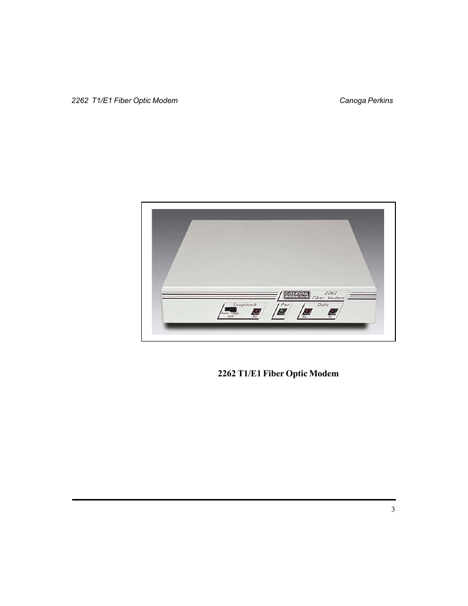 CANOGA PERKINS 2262 T1/E1 Fiber Optic Modem User Manual | Page 3 / 28