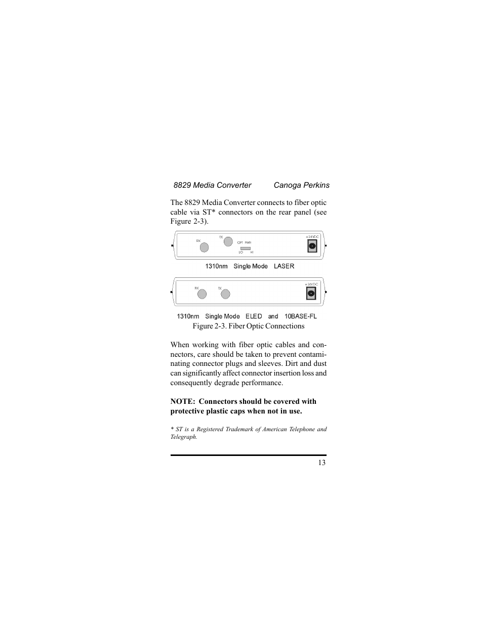 CANOGA PERKINS 8829 UTP-to-Fiber Optic Media Converter User Manual | Page 13 / 42