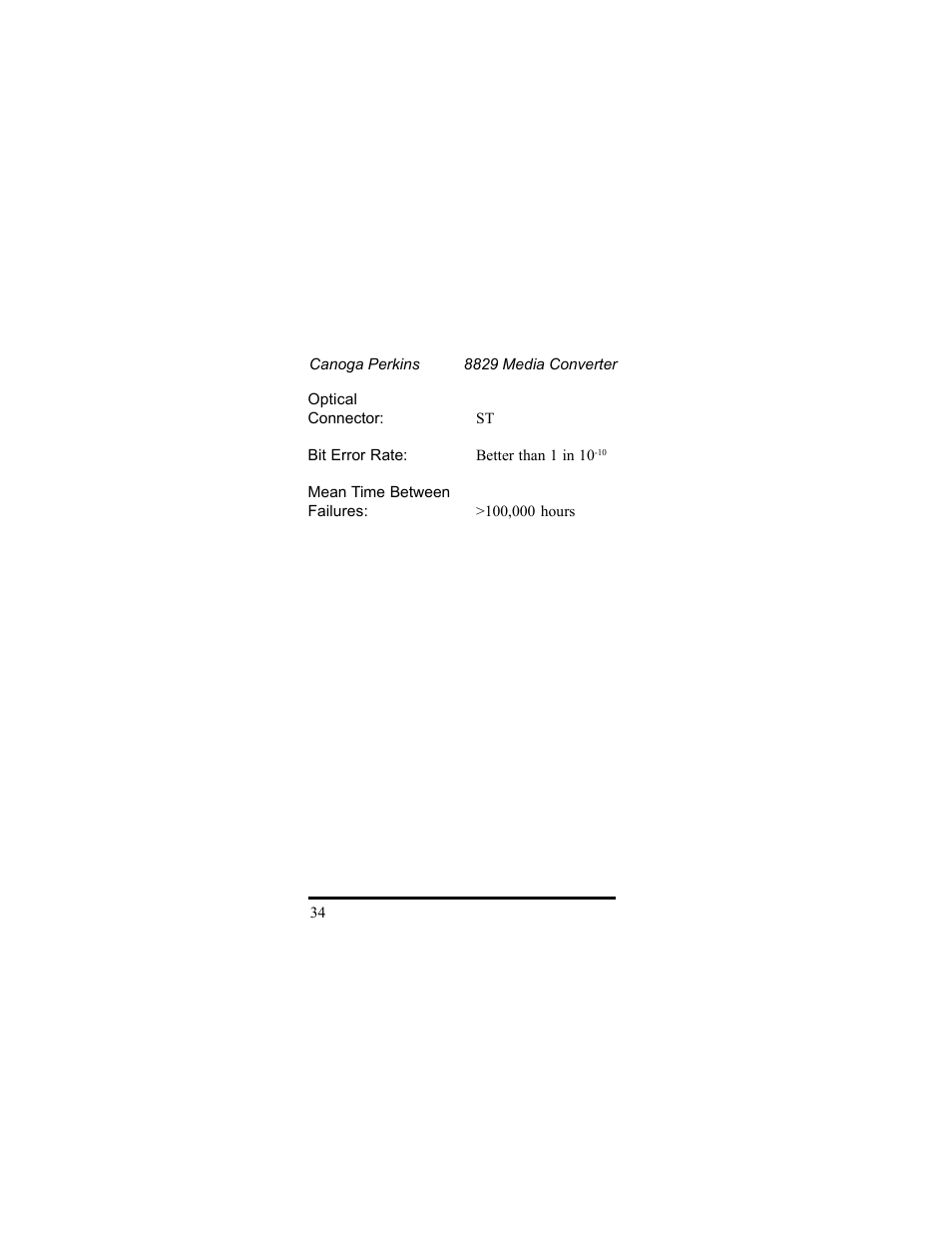 CANOGA PERKINS 8829 UTP-to-Fiber Optic Media Converter User Manual | Page 34 / 42