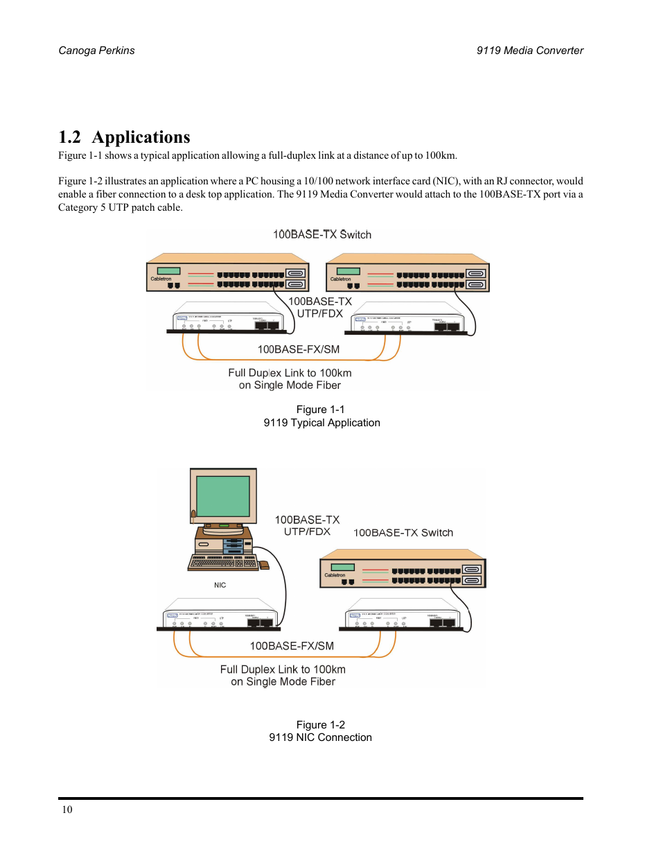 2 applications | CANOGA PERKINS 9119 Rack Mount 100BASE-TX/FX Media Converter User Manual | Page 10 / 30