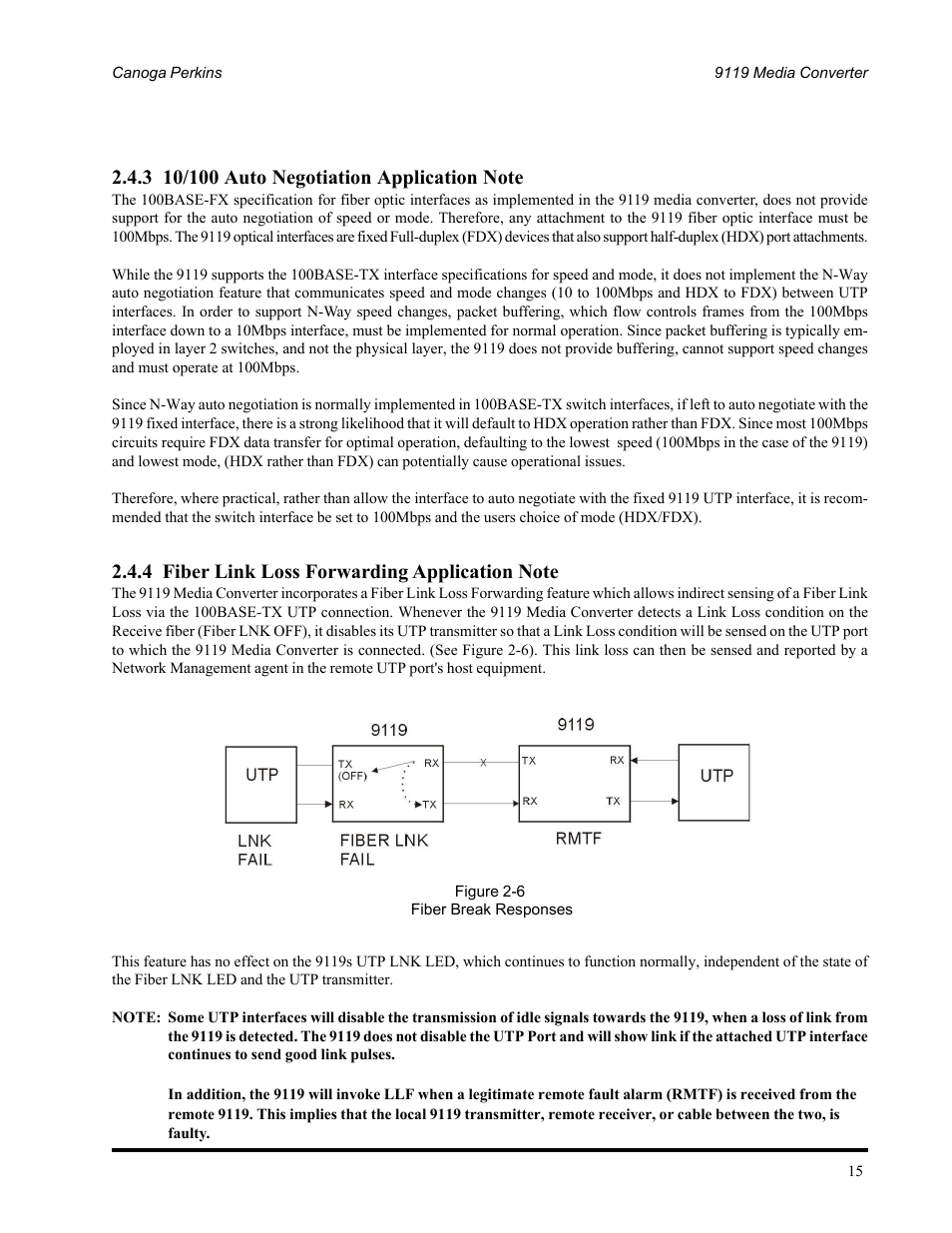 CANOGA PERKINS 9119 Rack Mount 100BASE-TX/FX Media Converter User Manual | Page 15 / 30