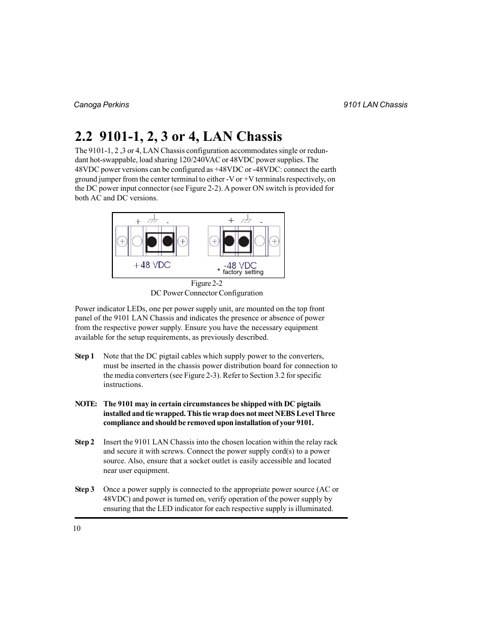 CANOGA PERKINS 9101 LAN Chassis User Manual | Page 10 / 31