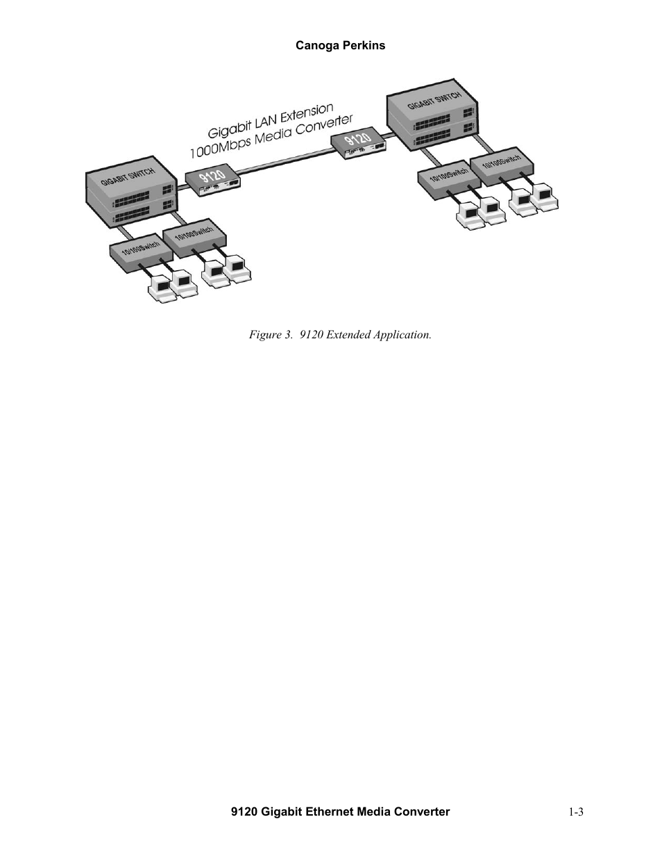 Figure 3. 9120 extended application -3 | CANOGA PERKINS 9120 Gigabit Ethernet Media Converter User Manual | Page 9 / 33