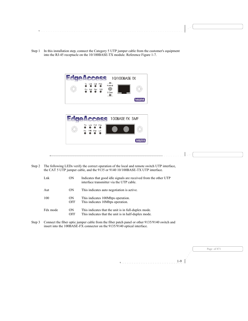 8 quick start interface connection | CANOGA PERKINS 9140 Four-Port SNMP Managed Fast Ethernet Switch User Manual | Page 19 / 99