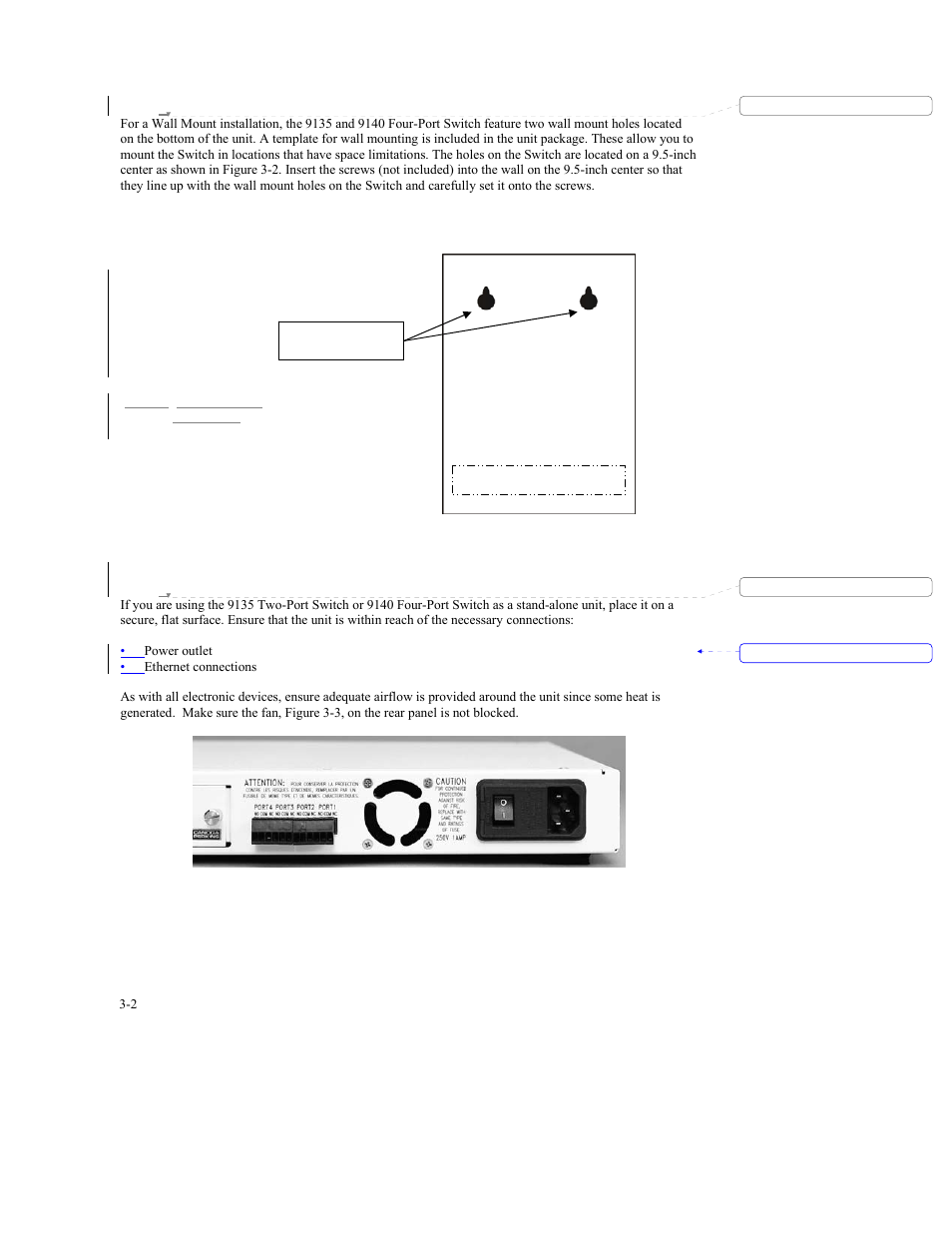 3 wall mount installation, 4 stand alone installation | CANOGA PERKINS 9140 Four-Port SNMP Managed Fast Ethernet Switch User Manual | Page 28 / 99