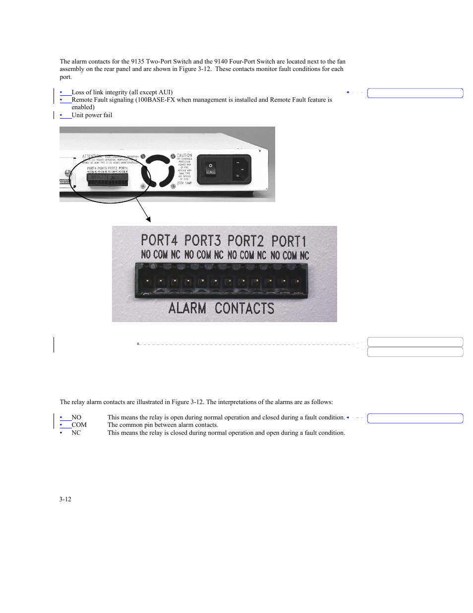 8 relay contacts | CANOGA PERKINS 9140 Four-Port SNMP Managed Fast Ethernet Switch User Manual | Page 38 / 99