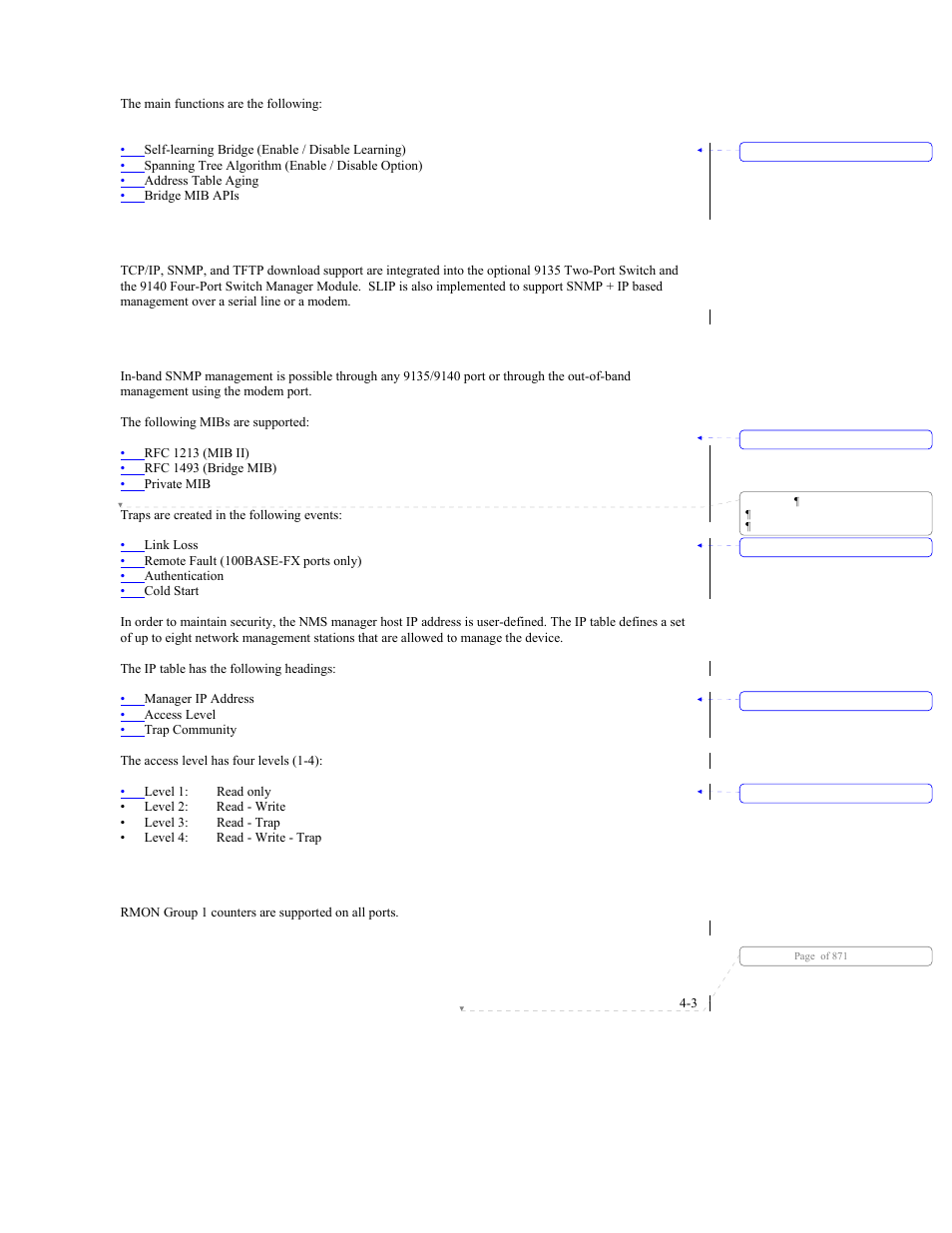 5 tcp/ip stack, 6 snmp management agent, 7 rmon probe | CANOGA PERKINS 9140 Four-Port SNMP Managed Fast Ethernet Switch User Manual | Page 45 / 99