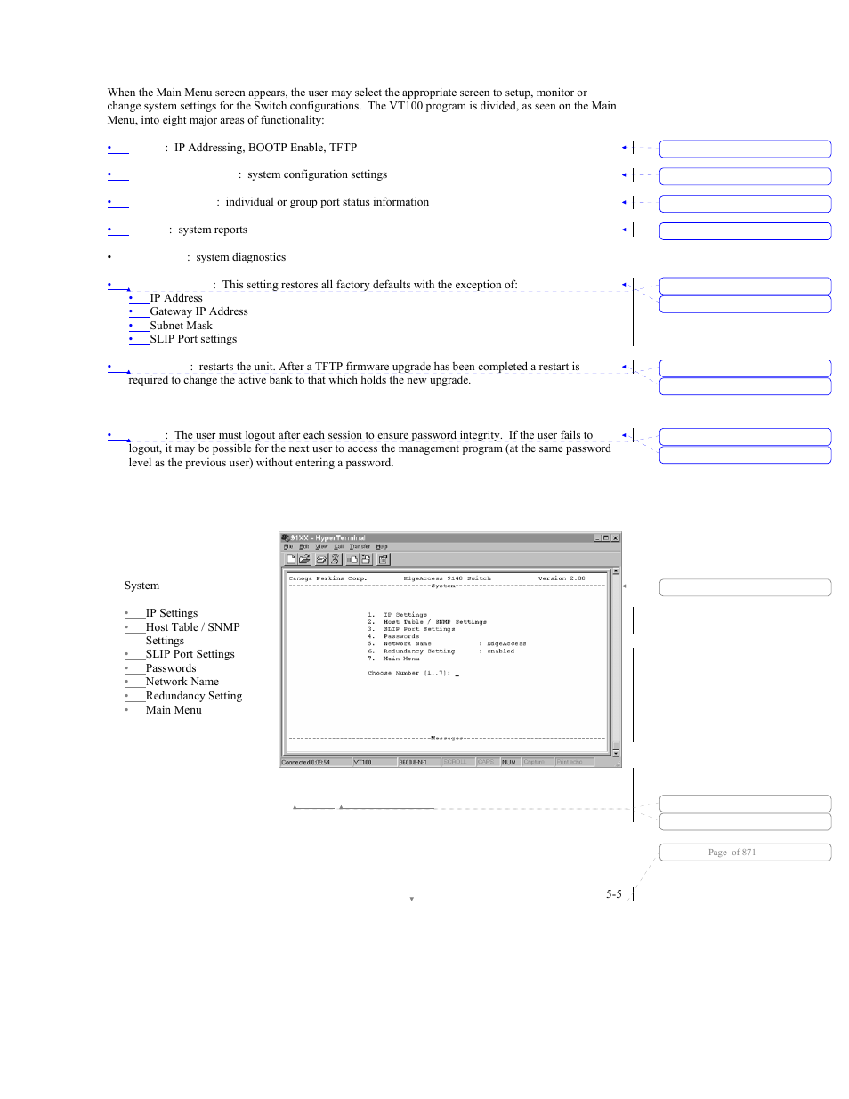 1 system menu | CANOGA PERKINS 9140 Four-Port SNMP Managed Fast Ethernet Switch User Manual | Page 51 / 99