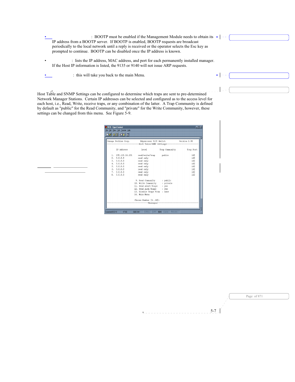 2 host table / snmp settings | CANOGA PERKINS 9140 Four-Port SNMP Managed Fast Ethernet Switch User Manual | Page 53 / 99