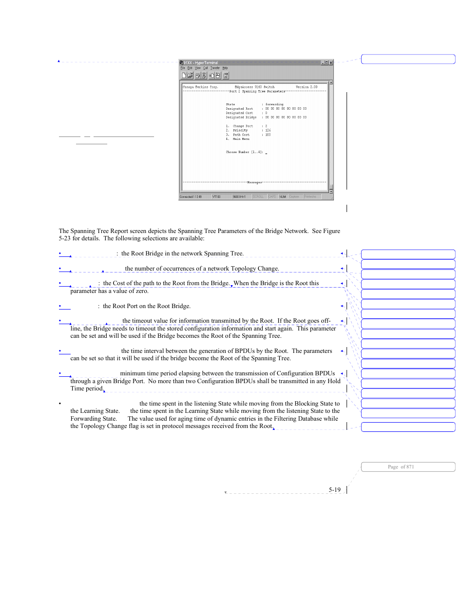 5 spanning tree reports | CANOGA PERKINS 9140 Four-Port SNMP Managed Fast Ethernet Switch User Manual | Page 65 / 99