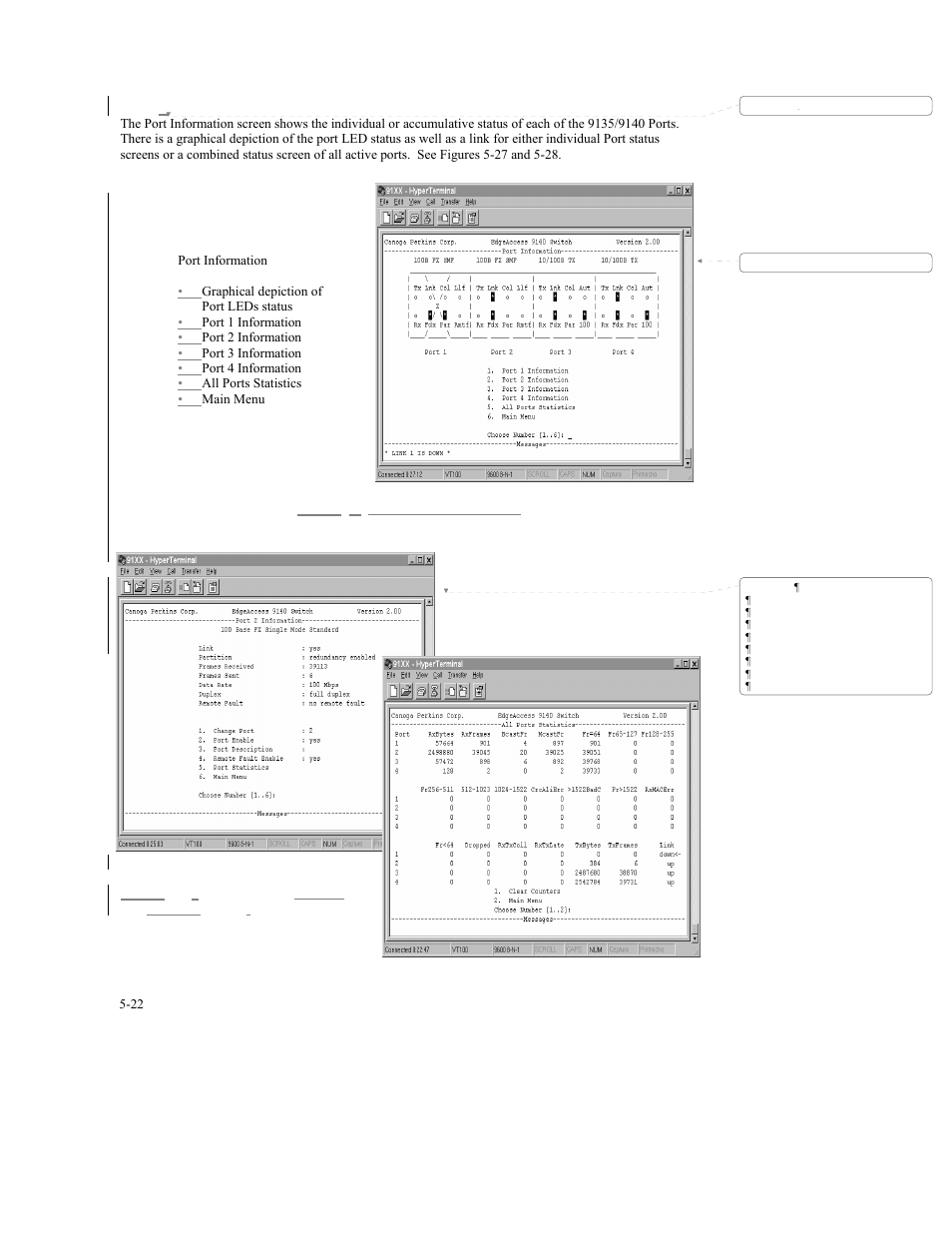 3 port information | CANOGA PERKINS 9140 Four-Port SNMP Managed Fast Ethernet Switch User Manual | Page 68 / 99