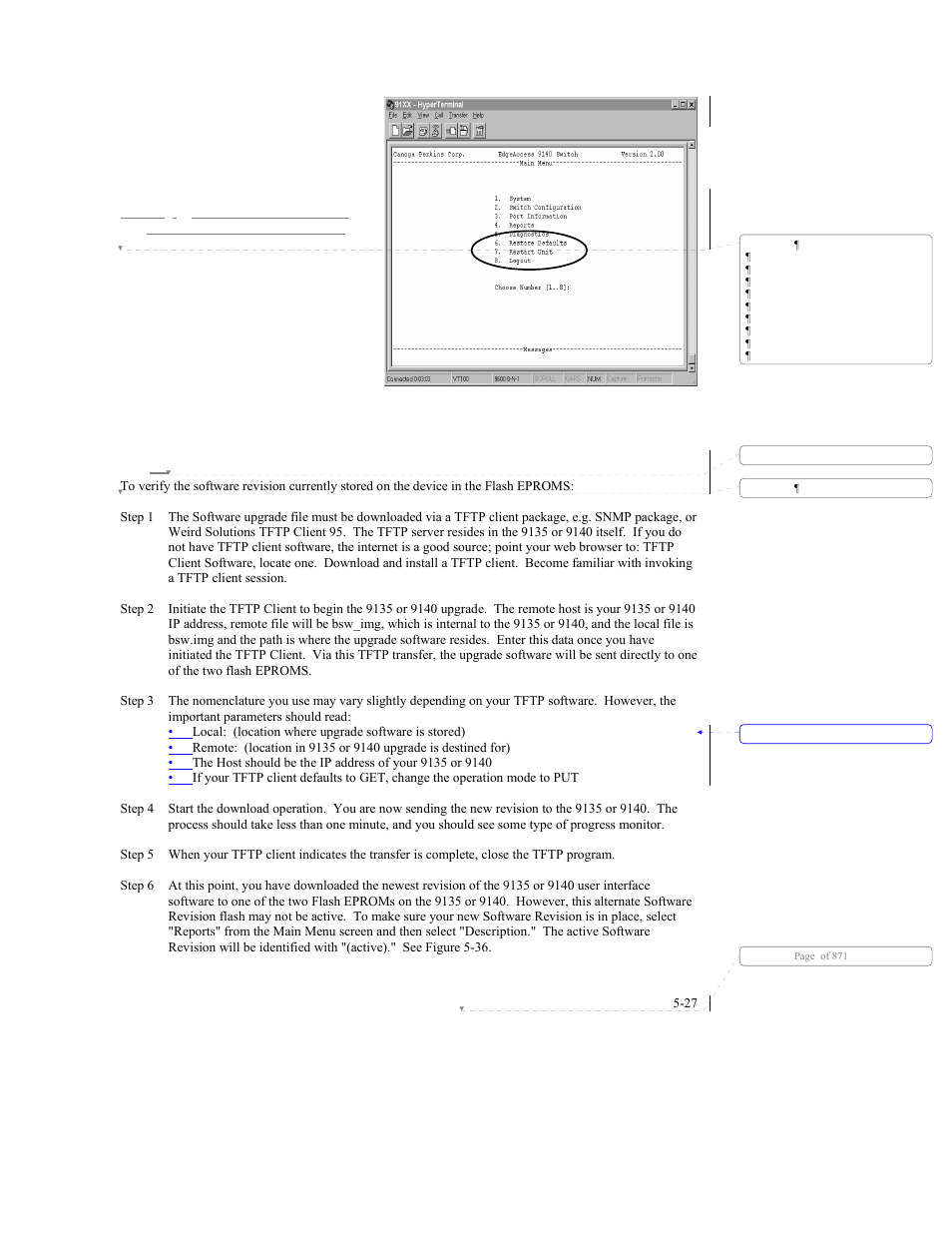 3 update the 9135 or 9140 software through tftp | CANOGA PERKINS 9140 Four-Port SNMP Managed Fast Ethernet Switch User Manual | Page 73 / 99