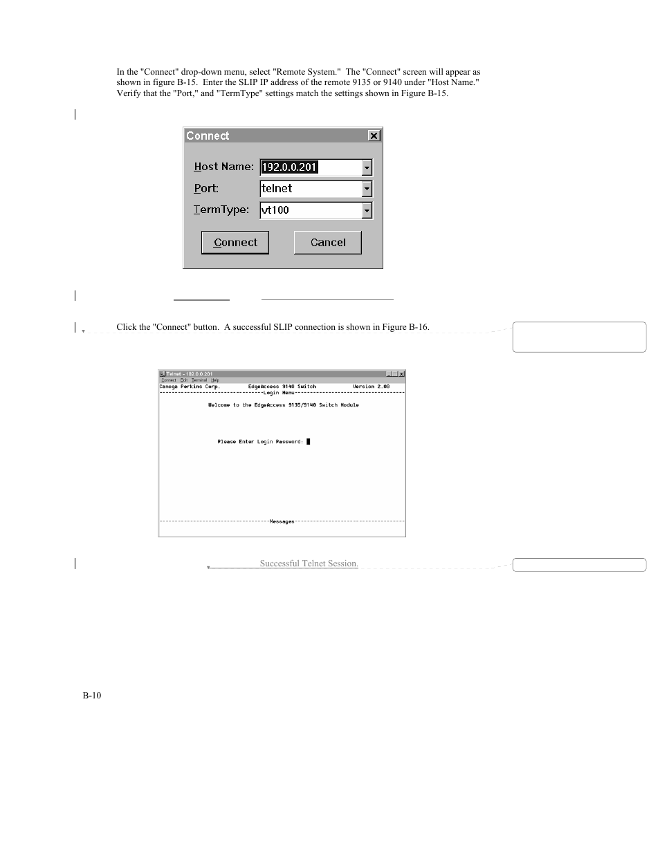 B-10 | CANOGA PERKINS 9140 Four-Port SNMP Managed Fast Ethernet Switch User Manual | Page 94 / 99