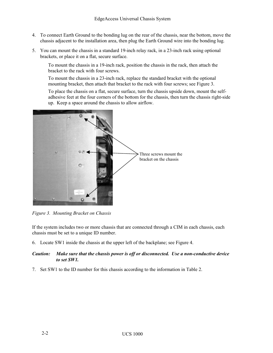 Figure 3. mounting bracket on chassis -2 | CANOGA PERKINS UCS 1000 Universal Chassis System User Manual | Page 10 / 20