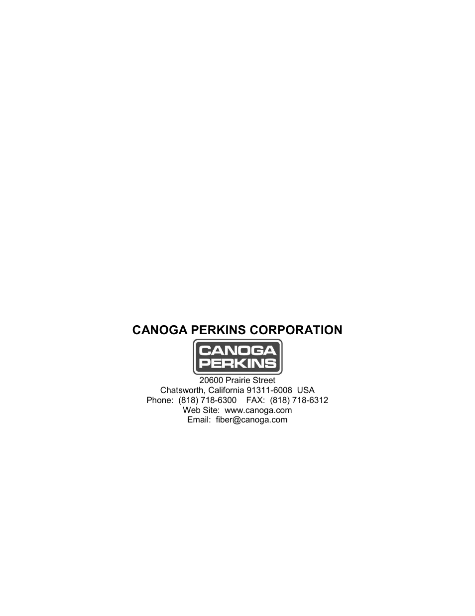 Canoga perkins corporation | CANOGA PERKINS UCS 1000 Universal Chassis System User Manual | Page 20 / 20