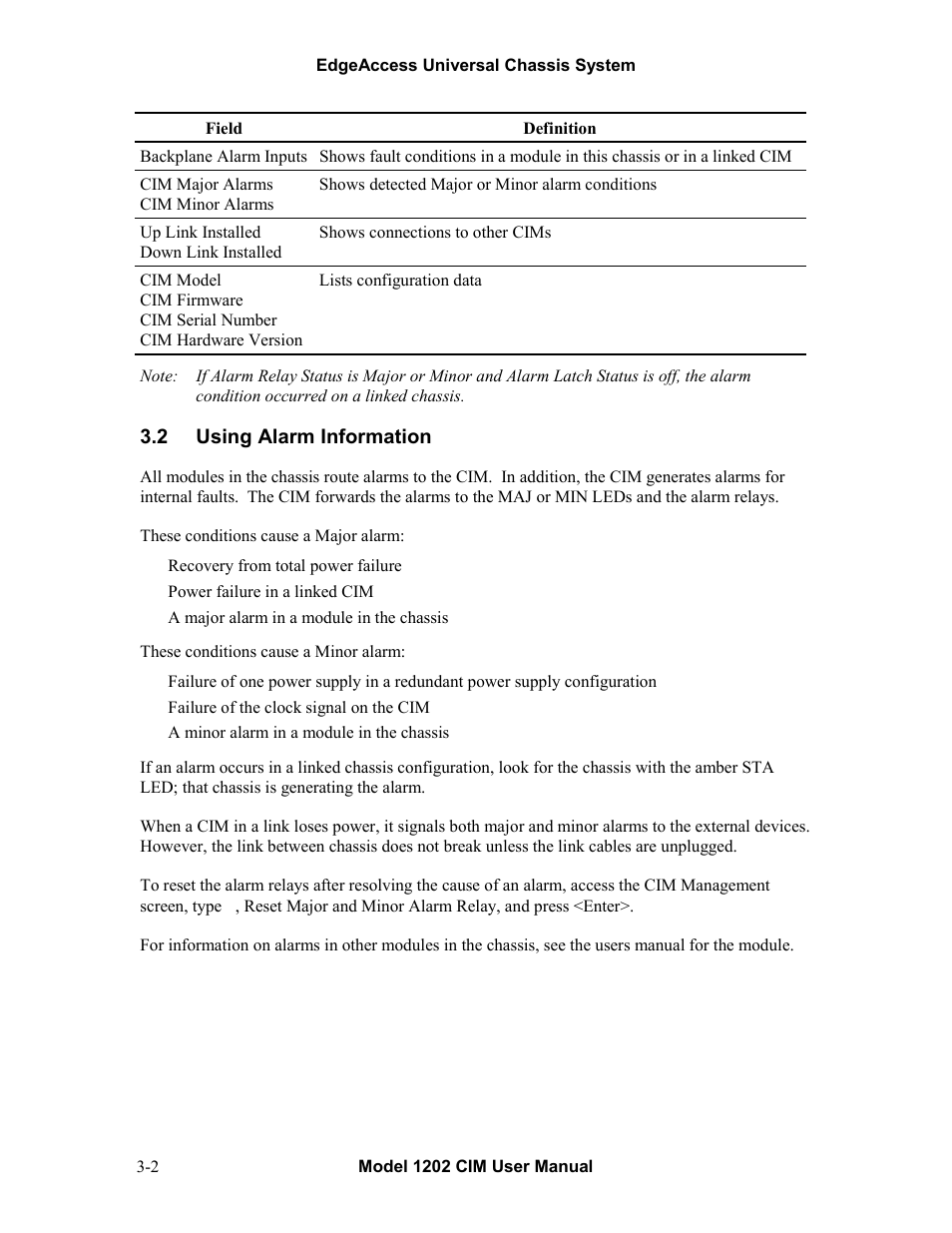 2using alarm information, Using alarm information -2 | CANOGA PERKINS 1202 Chassis Interconnect Module User Manual | Page 12 / 18