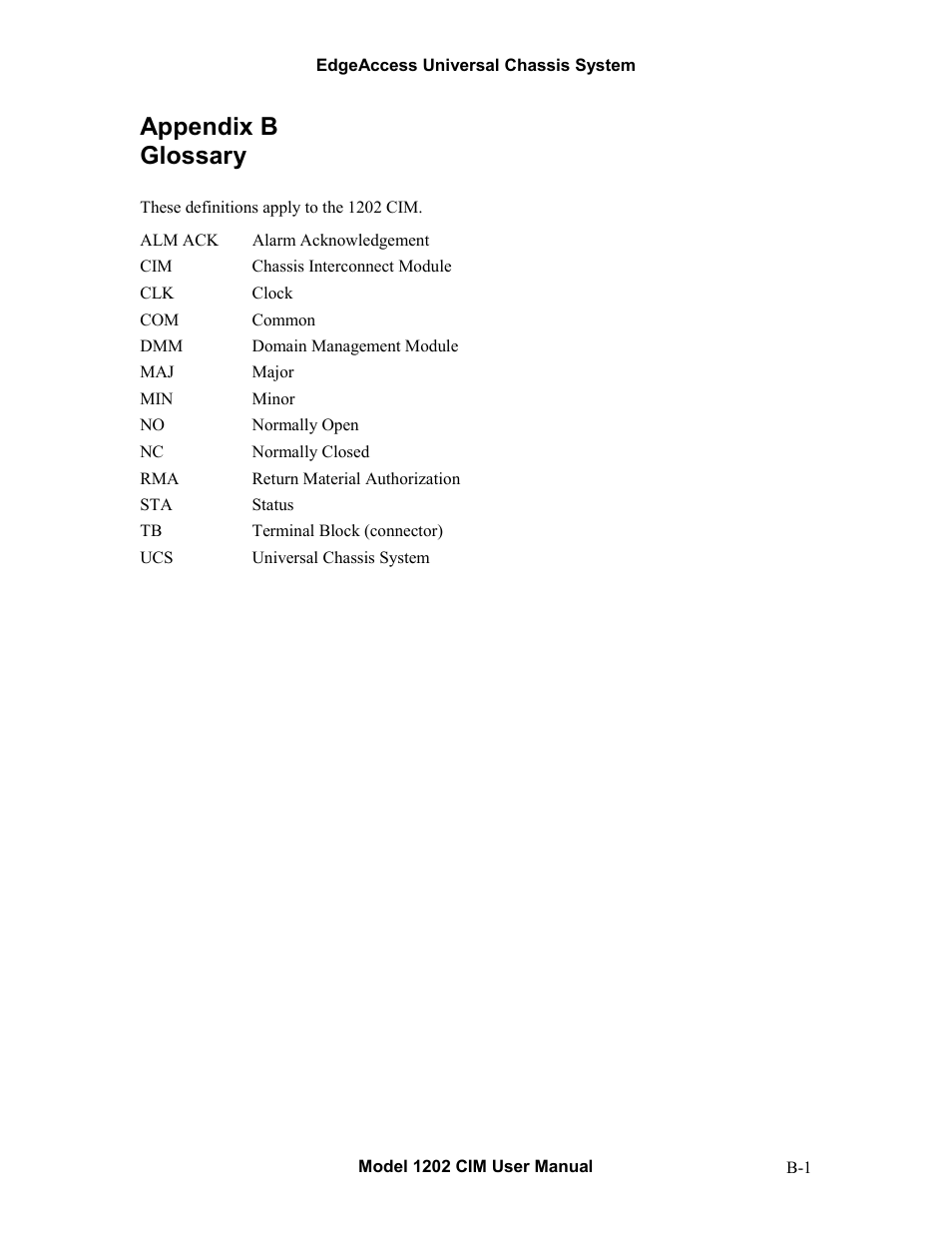 Appendix b glossary | CANOGA PERKINS 1202 Chassis Interconnect Module User Manual | Page 17 / 18