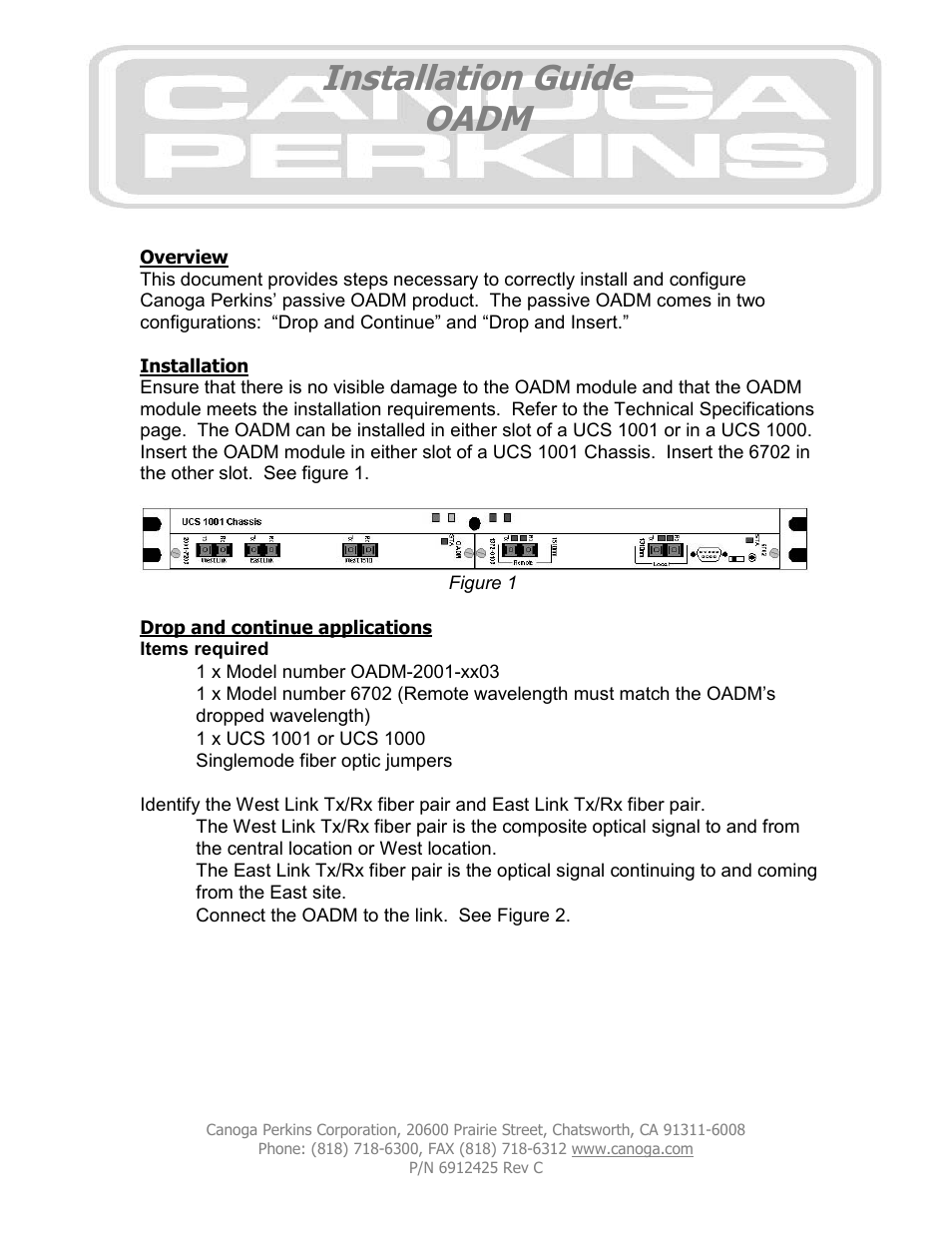 CANOGA PERKINS OADM User Manual | 7 pages