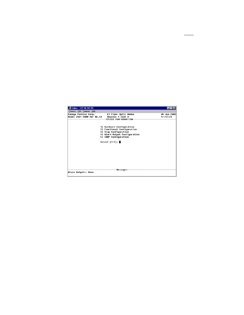 4 system configuration, 4 system configuration -6, Figure 25. the system configuration screen -6 | CANOGA PERKINS 2461 E1 Modem User Manual | Page 36 / 80