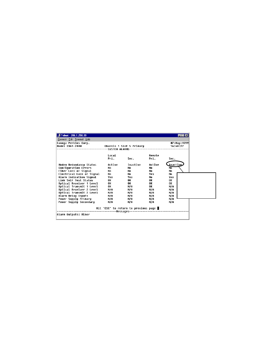 5 interpreting system alarms, 5 interpreting system alarms -10 | CANOGA PERKINS 2461 E1 Modem User Manual | Page 40 / 80
