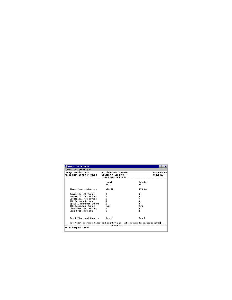 Chapter 5 - diagnostics, 1 link self test, 2 link error counter | Chapter 5 diagnostics -1, 1 link self test -1 5.2 link error counter -1, 5chapter 5 diagnostics | CANOGA PERKINS 2461 E1 Modem User Manual | Page 45 / 80