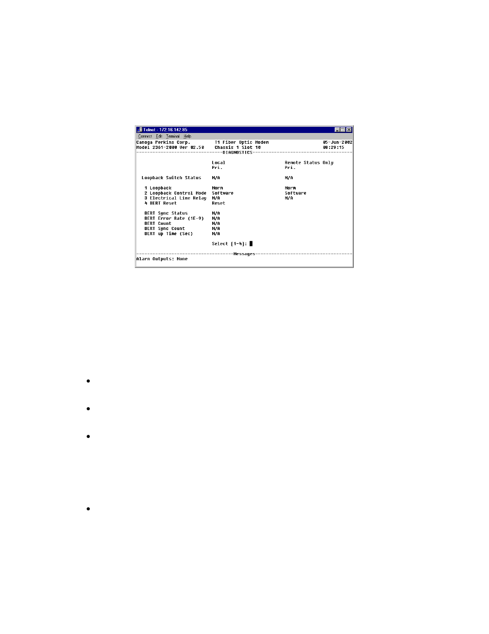 4 loopback and bit error rate testing, 4 loopback and bit error rate testing -3 | CANOGA PERKINS 2461 E1 Modem User Manual | Page 47 / 80