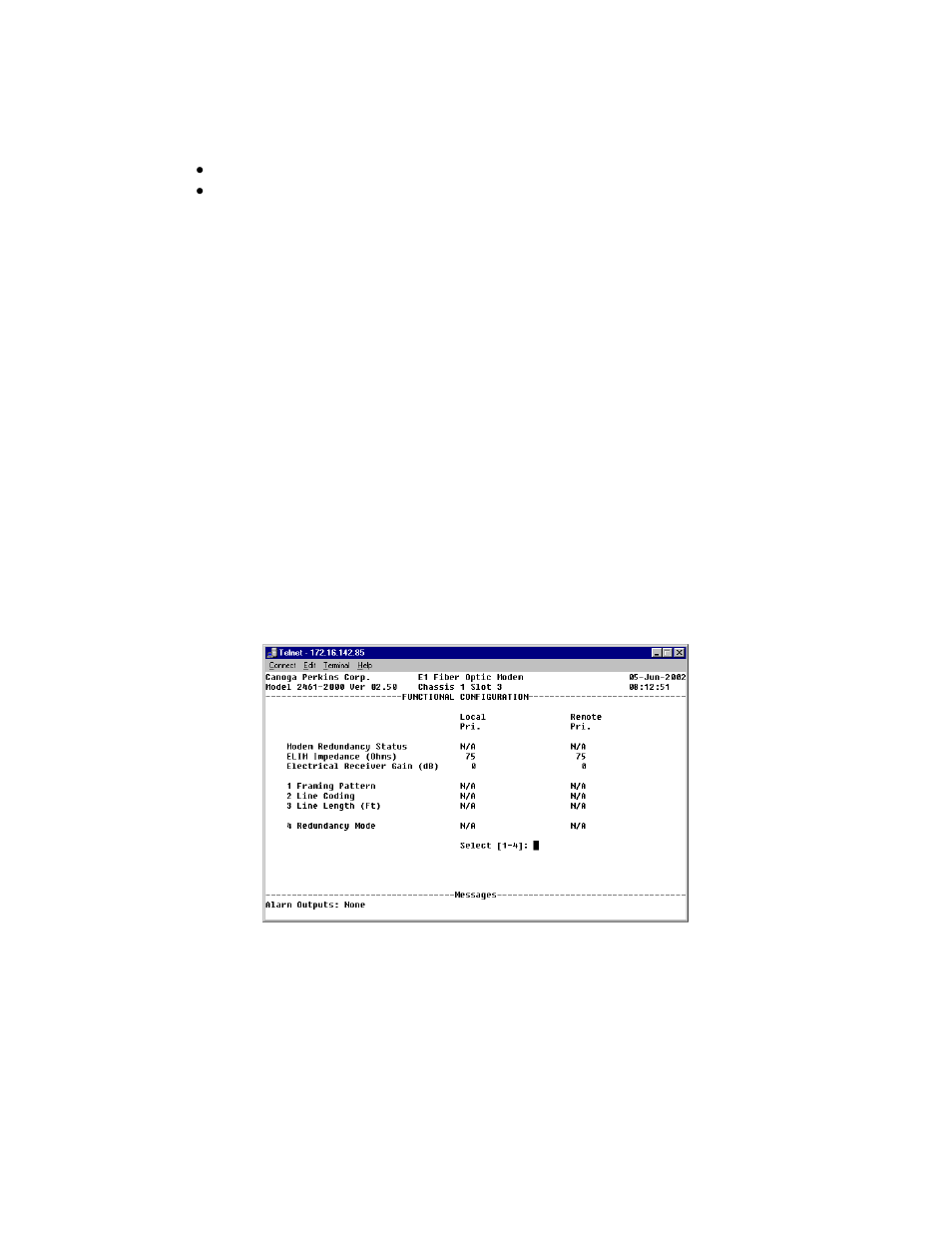 1 special redundancy elims and cables, 2 setting up redundancy, Figure 44. the functional configuration screen -4 | CANOGA PERKINS 2461 E1 Modem User Manual | Page 62 / 80