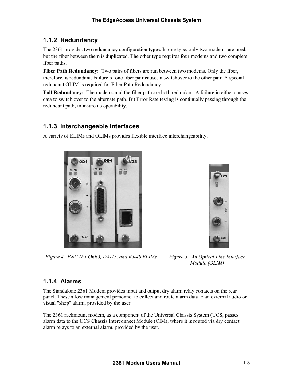 2 redundancy, 3 interchangeable interfaces, 4 alarms | CANOGA PERKINS 2361 T1 Modem User Manual | Page 11 / 76