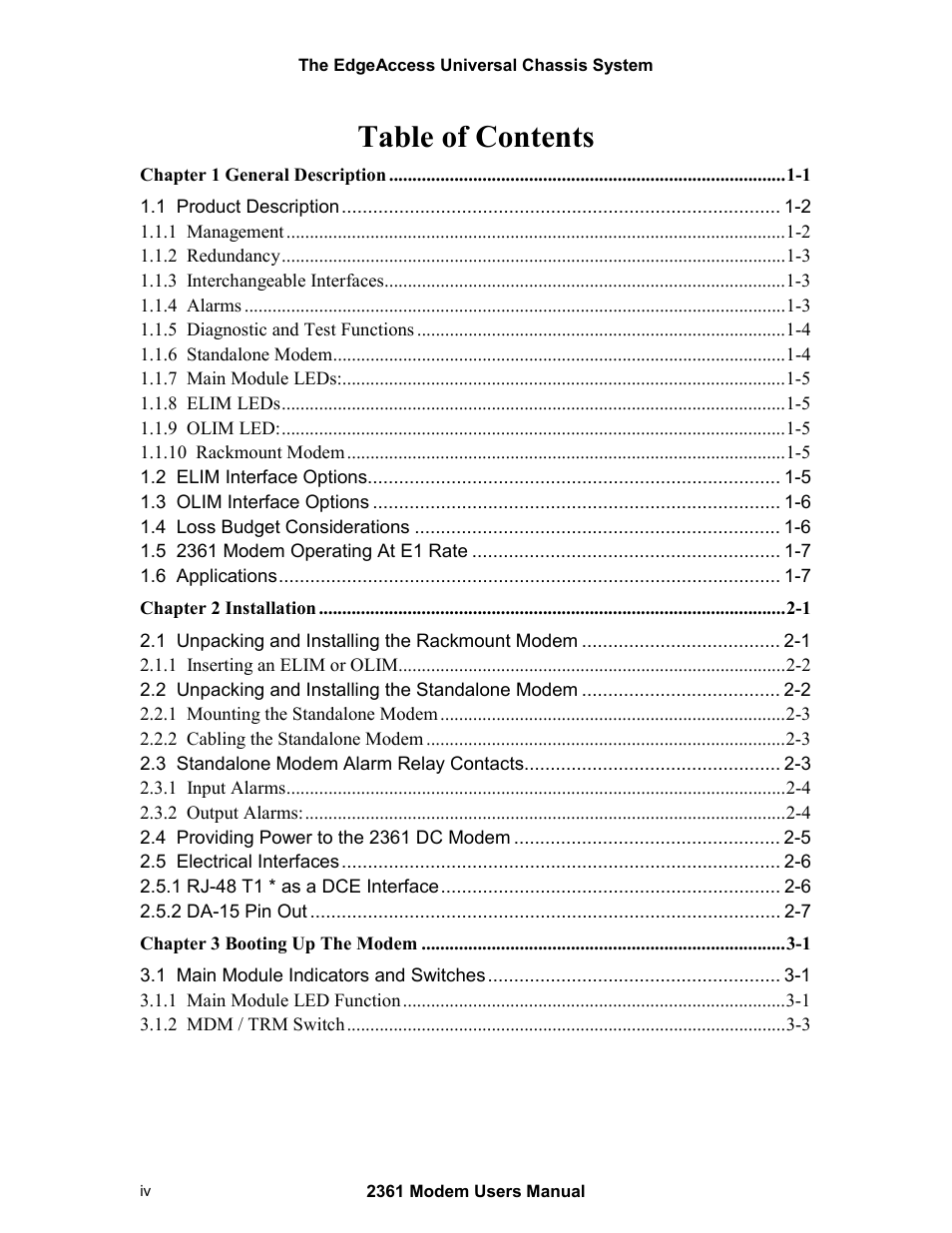 CANOGA PERKINS 2361 T1 Modem User Manual | Page 4 / 76