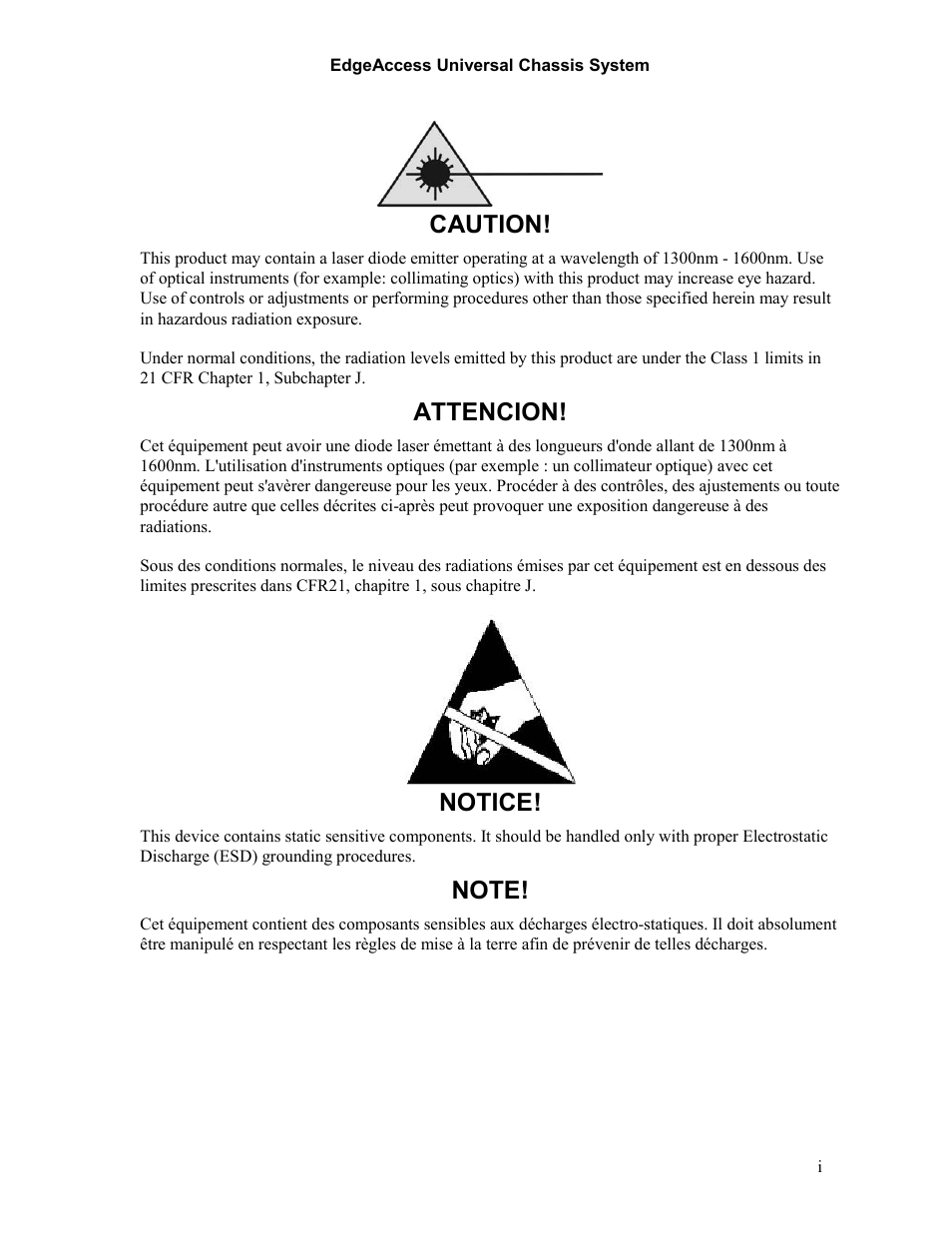 Caution, Attencion, Notice | CANOGA PERKINS L322 Fast Ethernet Media Converter User Manual | Page 3 / 38