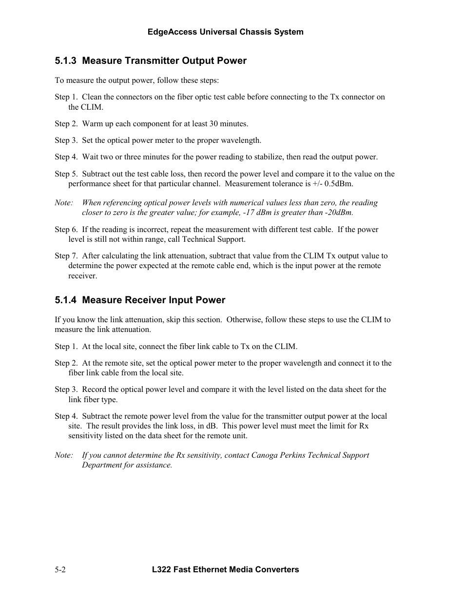 3measure transmitter output power, 4measure receiver input power, Measure transmitter output power -2 | Measure receiver input power -2 | CANOGA PERKINS L322 Fast Ethernet Media Converter User Manual | Page 30 / 38