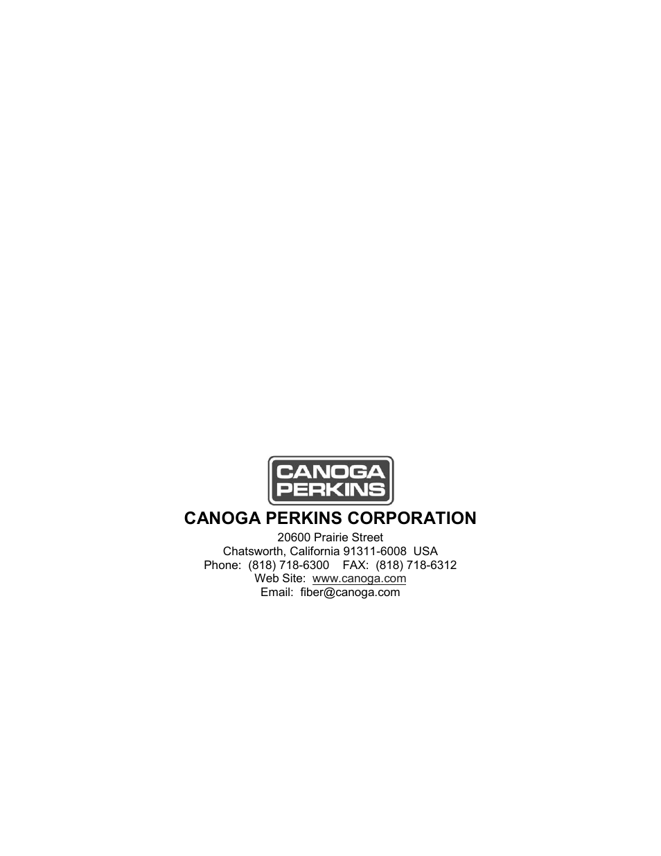Canoga perkins corporation | CANOGA PERKINS UCS 1001 Universal Chassis System User Manual | Page 16 / 16