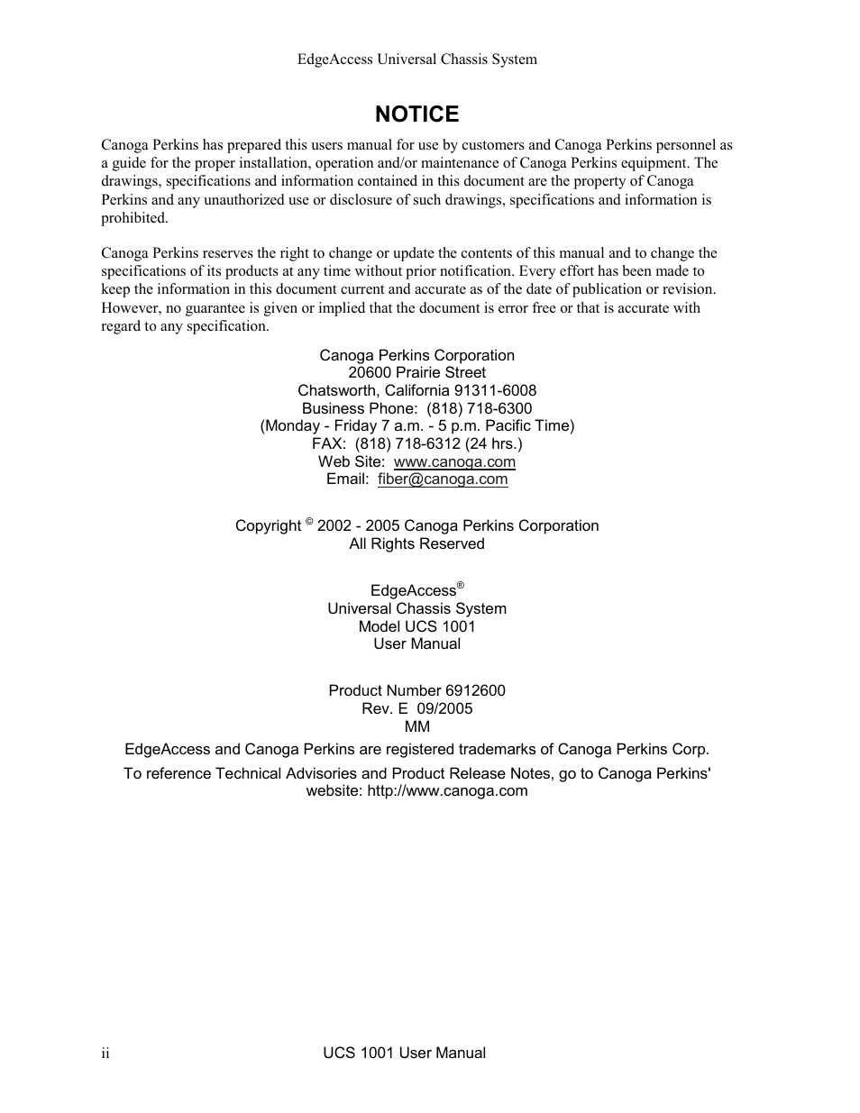 Notice | CANOGA PERKINS UCS 1001 Universal Chassis System User Manual | Page 4 / 16