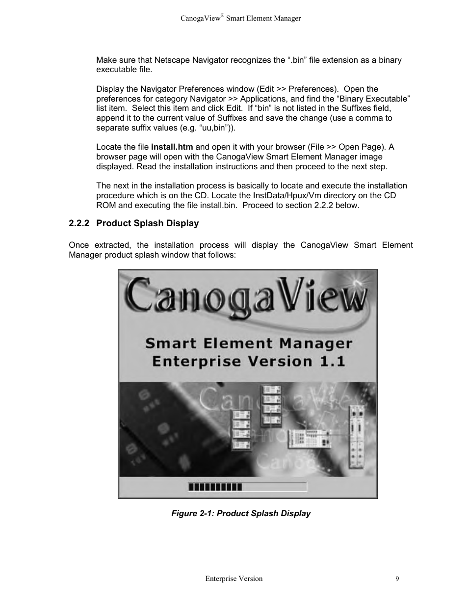 Product splash display, Figure 2-1: product splash display | CANOGA PERKINS CanogaView Smart Element Manager User Manual | Page 15 / 83