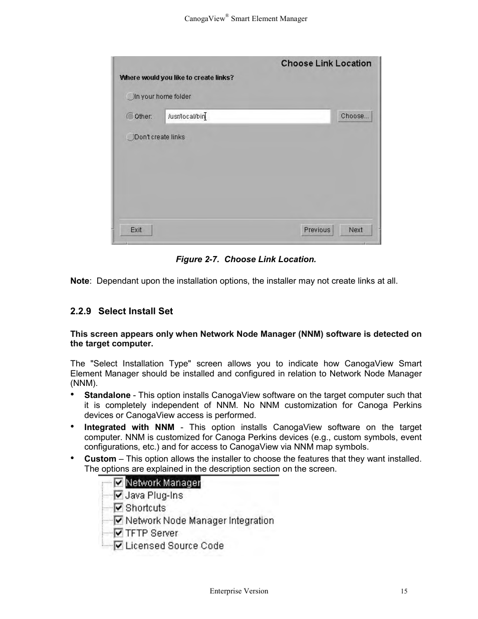 Select install set, Figure 2-7. choose link location | CANOGA PERKINS CanogaView Smart Element Manager User Manual | Page 21 / 83