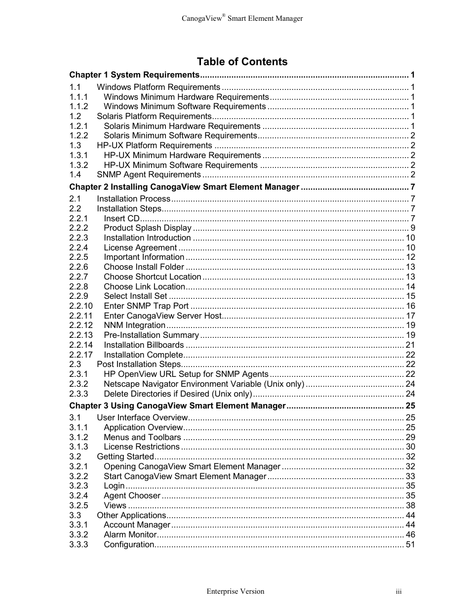 CANOGA PERKINS CanogaView Smart Element Manager User Manual | Page 3 / 83