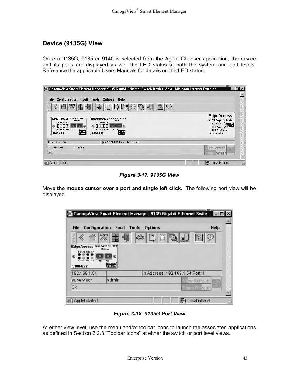 Device (9135g) view | CANOGA PERKINS CanogaView Smart Element Manager User Manual | Page 49 / 83