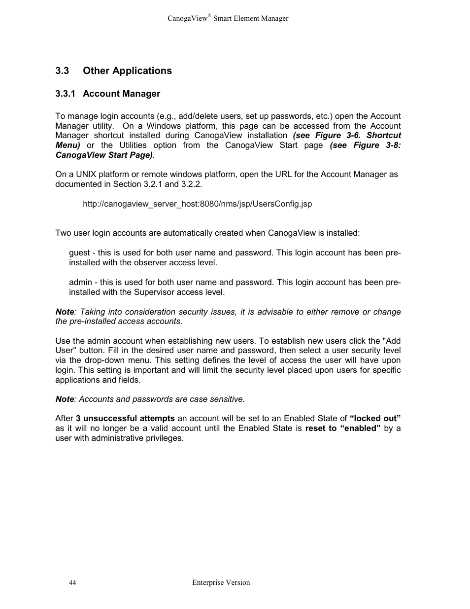 3other applications, 1account manager, Other applications | Account manager | CANOGA PERKINS CanogaView Smart Element Manager User Manual | Page 50 / 83