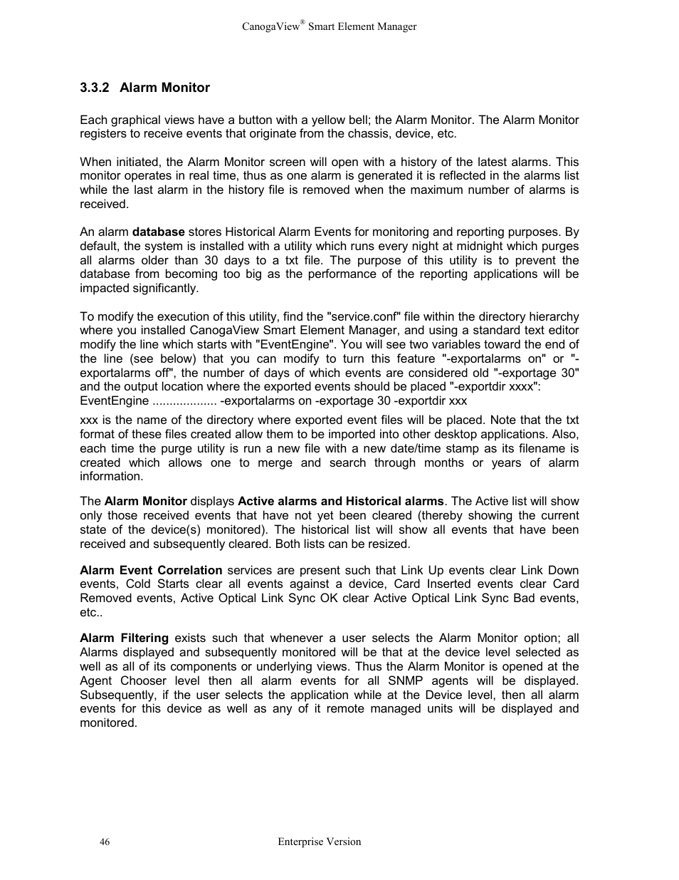 2alarm monitor, Alarm monitor | CANOGA PERKINS CanogaView Smart Element Manager User Manual | Page 52 / 83
