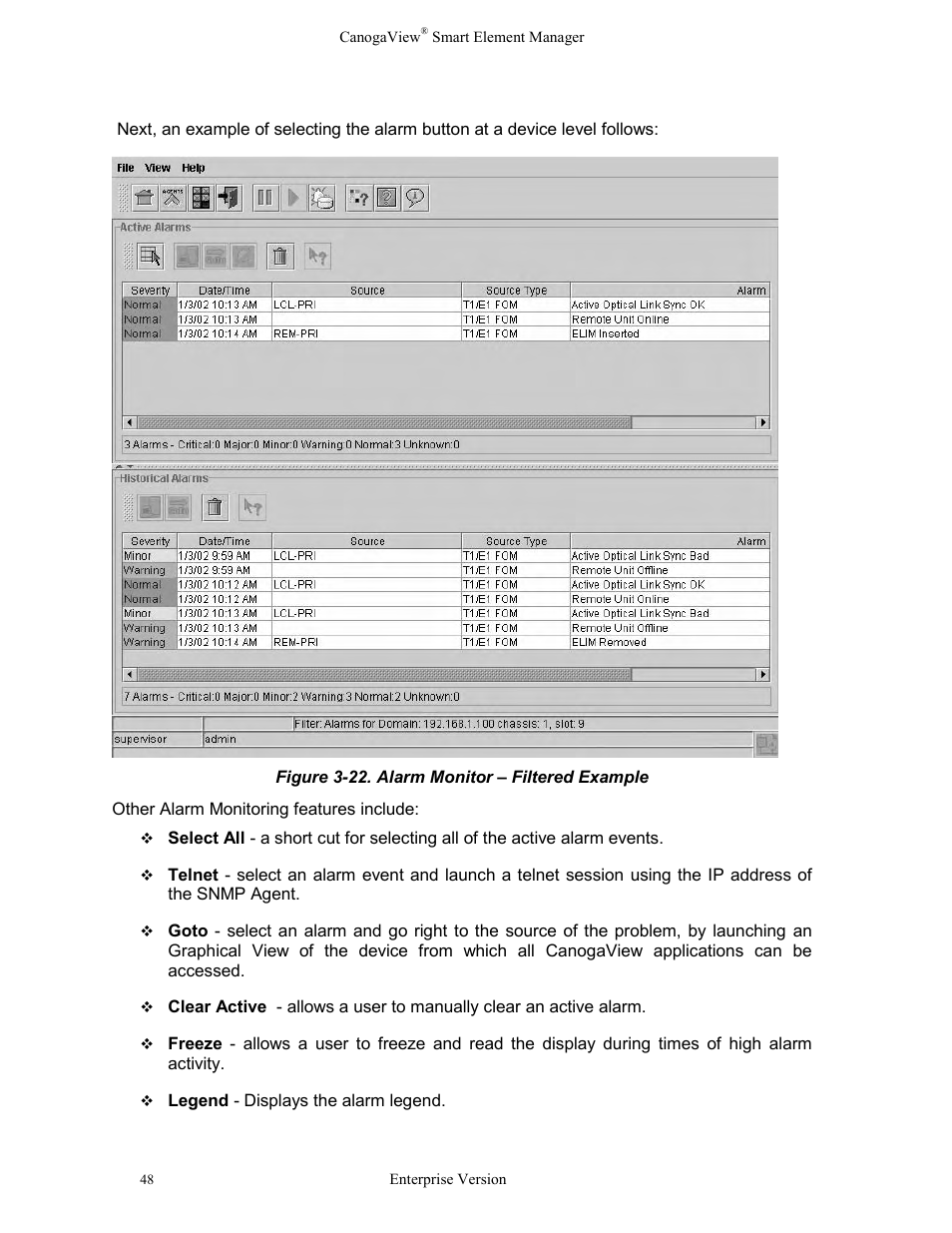 CANOGA PERKINS CanogaView Smart Element Manager User Manual | Page 54 / 83