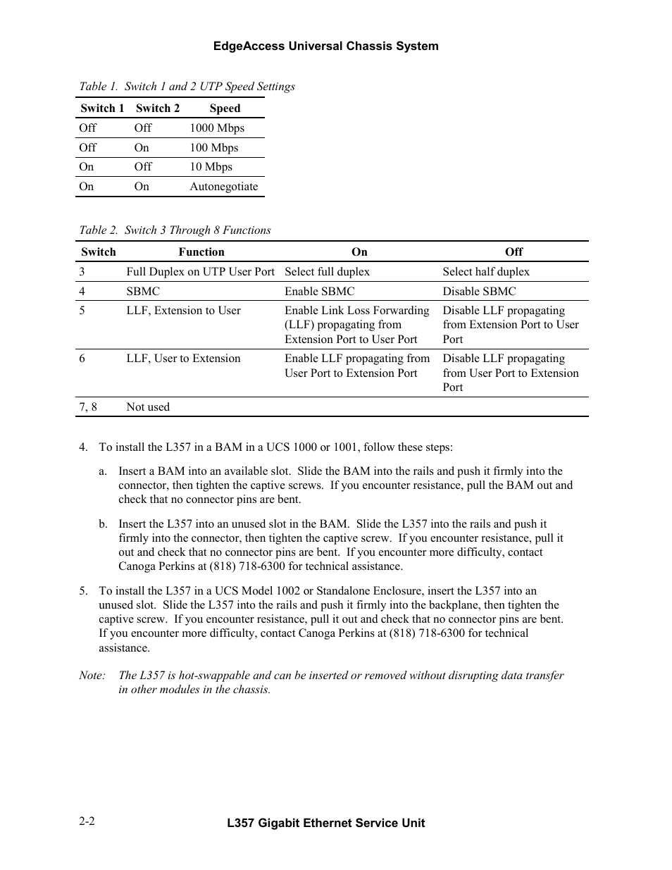 1 and 2. for | CANOGA PERKINS L357 Gigabit Ethernet Service Unit User Manual | Page 12 / 58