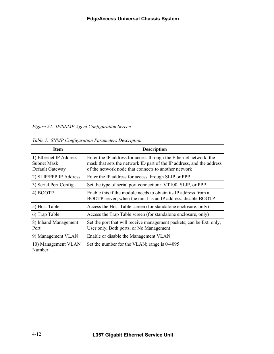 Figure 22. ip/snmp agent configuration screen -12 | CANOGA PERKINS L357 Gigabit Ethernet Service Unit User Manual | Page 32 / 58
