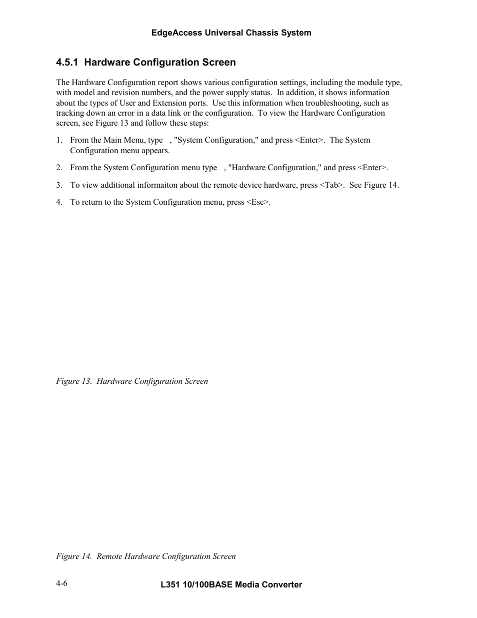 1hardware configuration screen, Hardware configuration screen -6, 1 hardware configuration screen | CANOGA PERKINS L351 10/100BASE Media Converter User Manual | Page 25 / 53