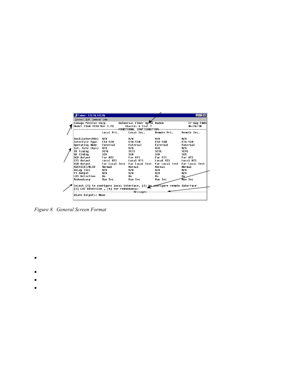 3 management user interface, 1 general screen format | CANOGA PERKINS 2340 Universal Fiber Optic Modem User Manual | Page 26 / 56